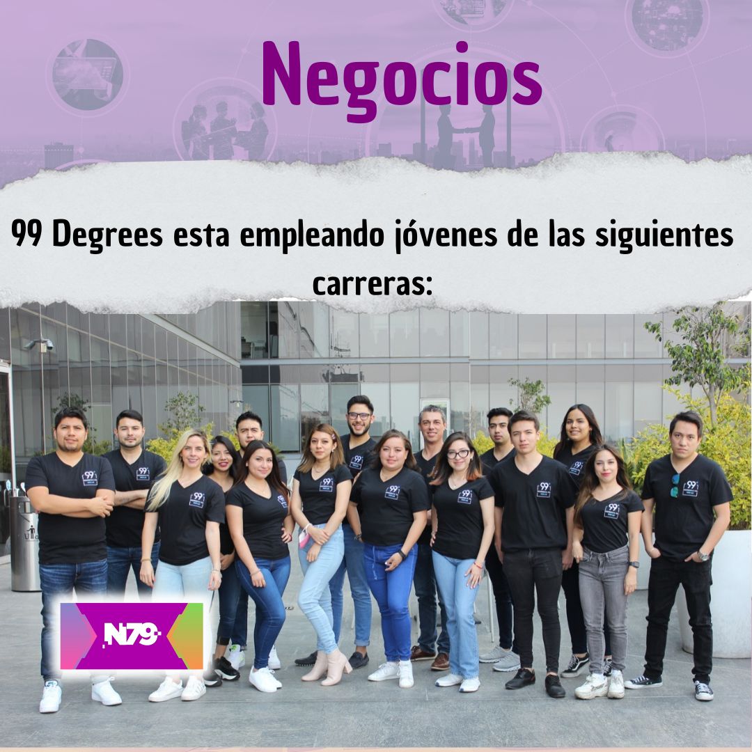 99 Degrees esta empleando jóvenes de las siguientes carreras