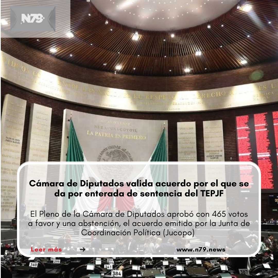Cámara de Diputados valida acuerdo por el que se da por enterada de sentencia del TEPJF