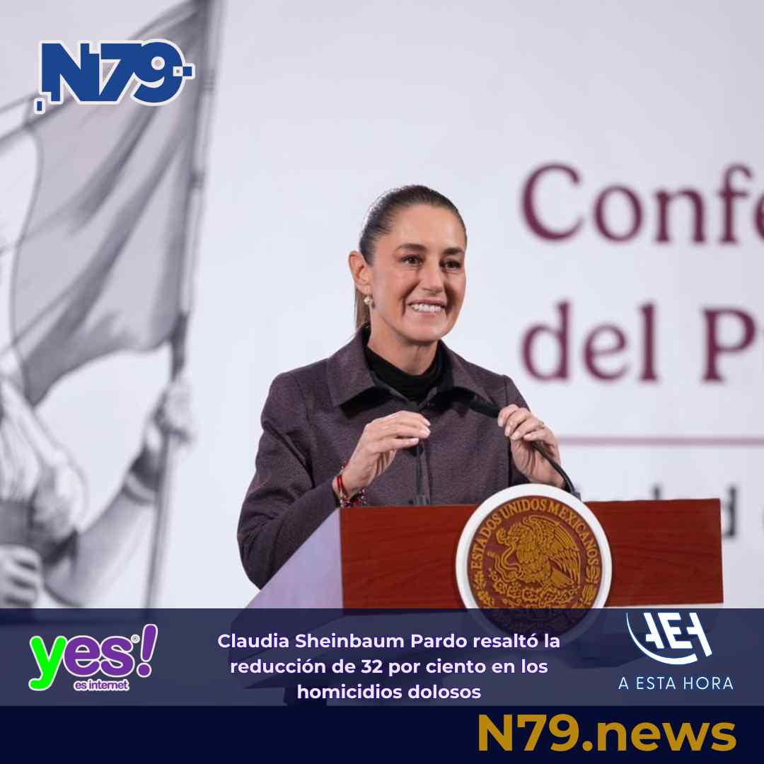 Claudia Sheinbaum Pardo resaltó la reducción de 32 por ciento en los homicidios dolosos
