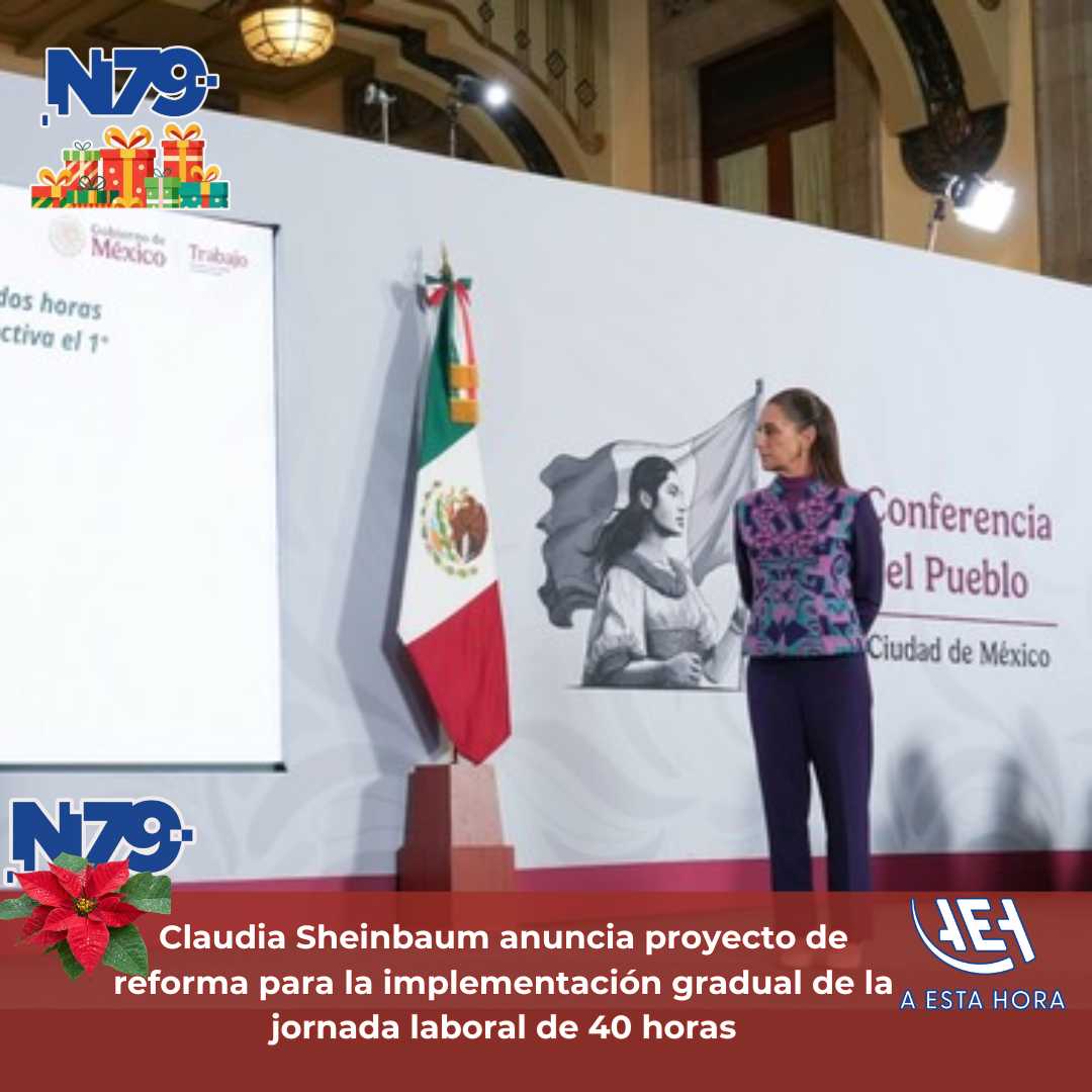 Claudia Sheinbaum anuncia proyecto de reforma para la implementación gradual de la jornada laboral de 40 horas