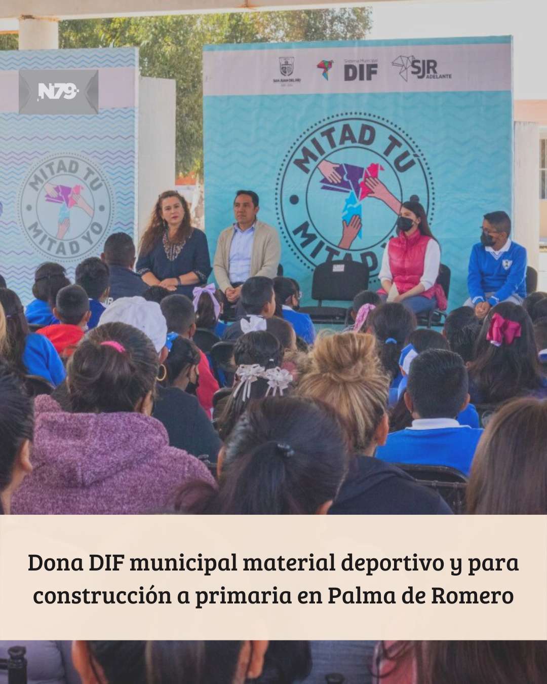 Dona DIF municipal material deportivo y para construcción a primaria en Palma de Romero