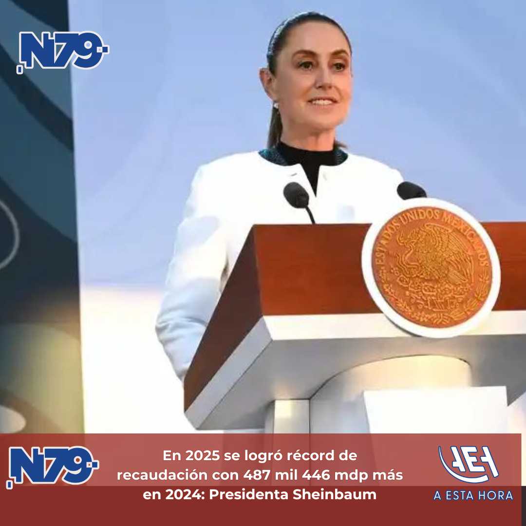 En 2025 se logró récord de recaudación con 487 mil 446 mdp más en 2024Presidenta Sheinbaum
