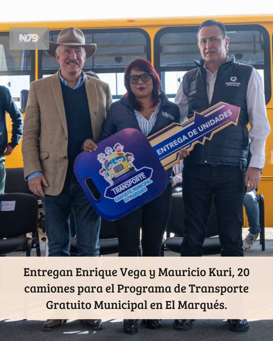 Entregan Enrique Vega y Mauricio Kuri, 20 camiones para el Programa de Transporte Gratuito Municipal en El Marqués.