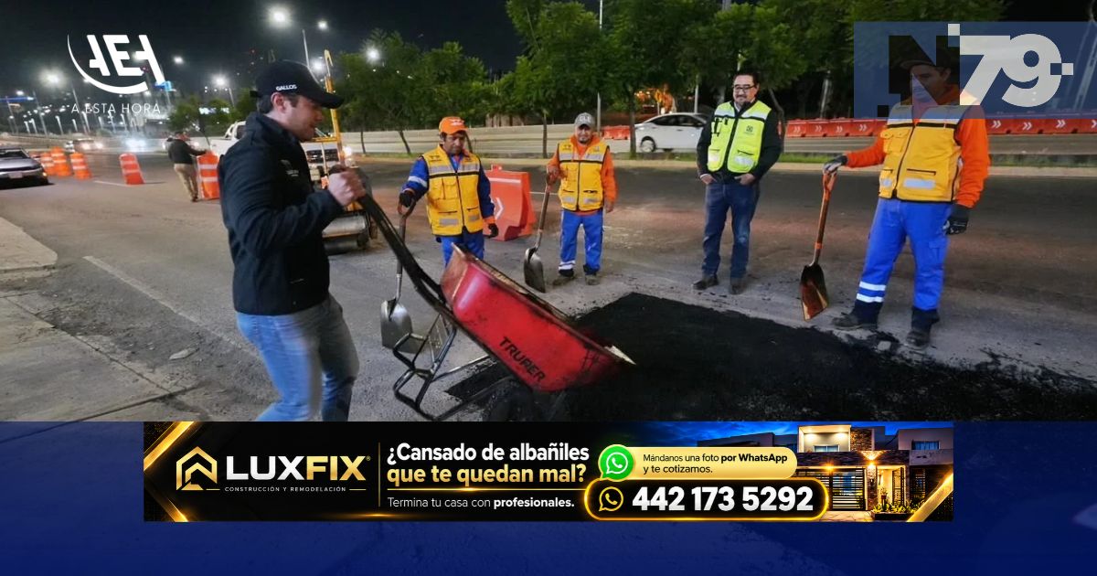 Felifer supervisa bacheo nocturno en Querétaro capital