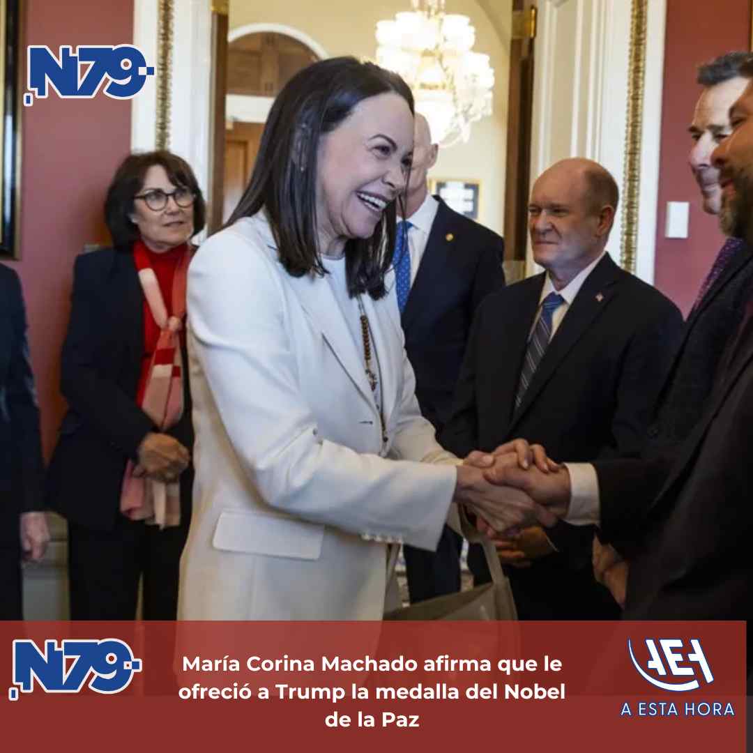 María Corina Machado afirma que le ofreció a Trump la medalla del Nobel de la Paz
