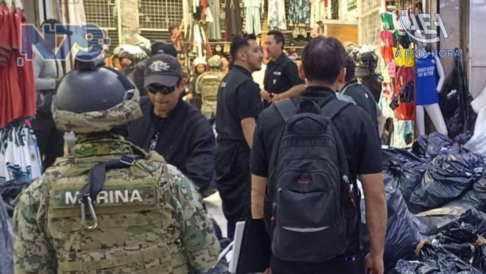 Marina coadyuva en el aseguramiento de aproximadamente 30 toneladas de mercancía apócrifa en el Barrio de Tepito