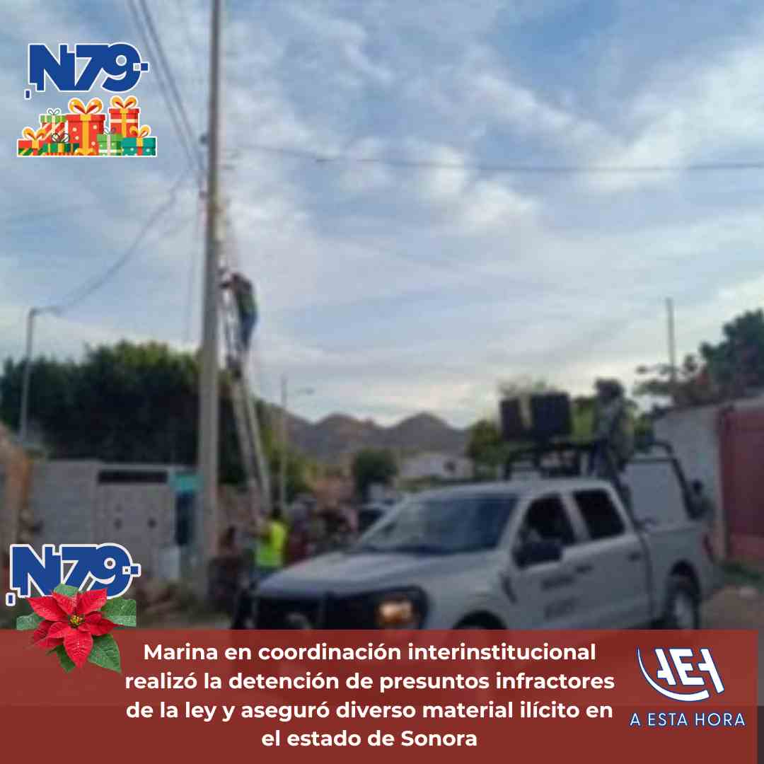 Marina en coordinación interinstitucional realizó la detención de presuntos infractores de la ley y aseguró diverso material ilícito en el estado de Sonora