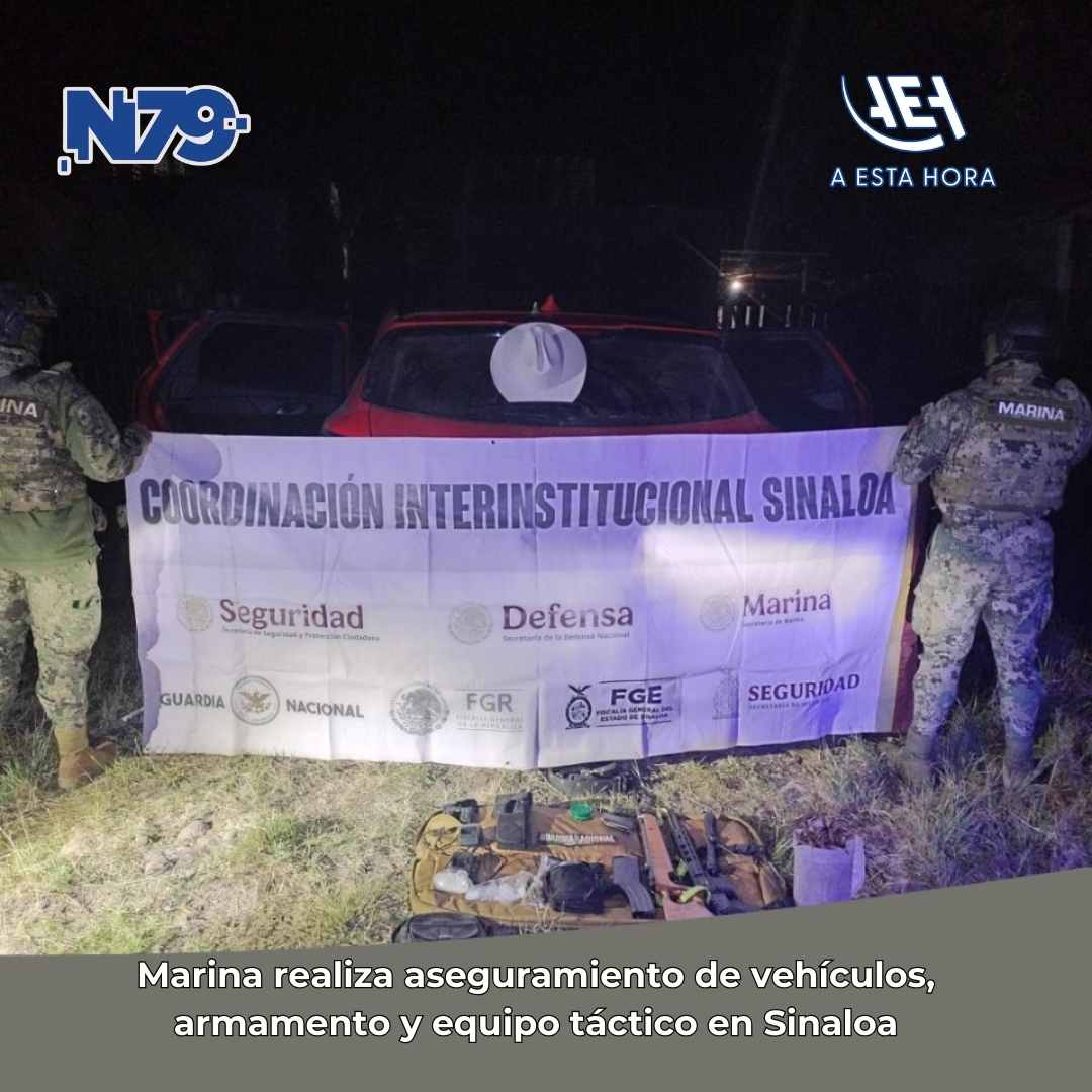 Marina realiza aseguramiento de vehículos, armamento y equipo táctico en Sinaloa