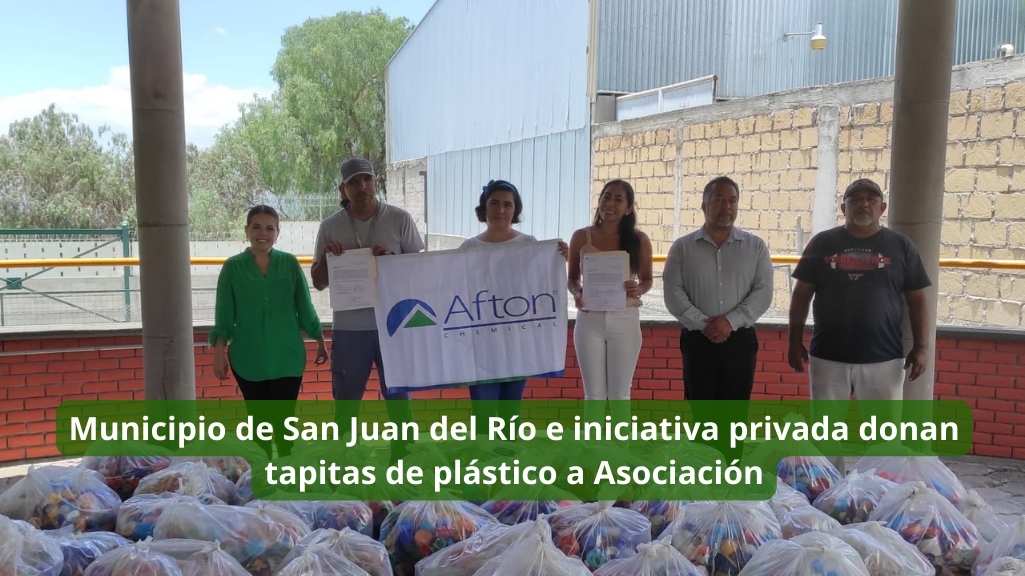 Municipio de San Juan del Río e iniciativa privada donan tapitas de plástico a Asociación