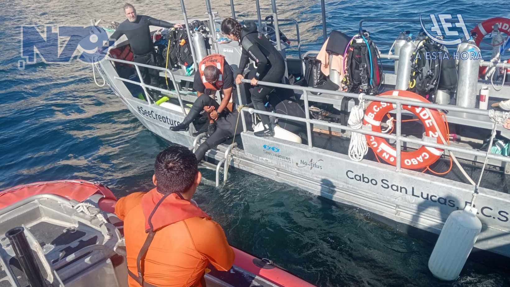 Personal Naval realiza evacuación médica de un Buzo por probable colapso pulmonar, en la Bahía de Cabo San Lucas B.C.S.