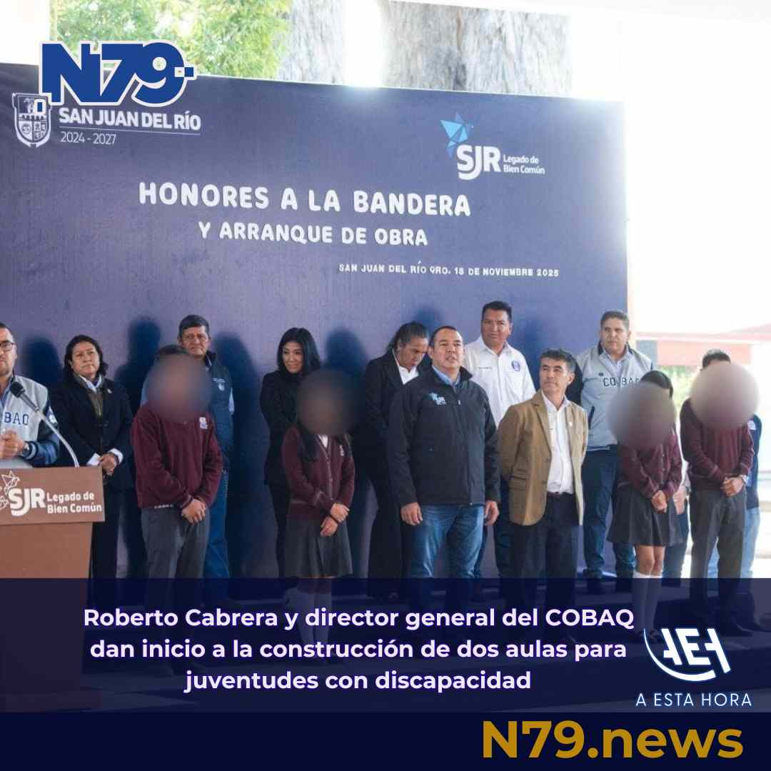 Roberto Cabrera y director general del COBAQ dan inicio a la construcción de dos aulas para juventudes con discapacidad