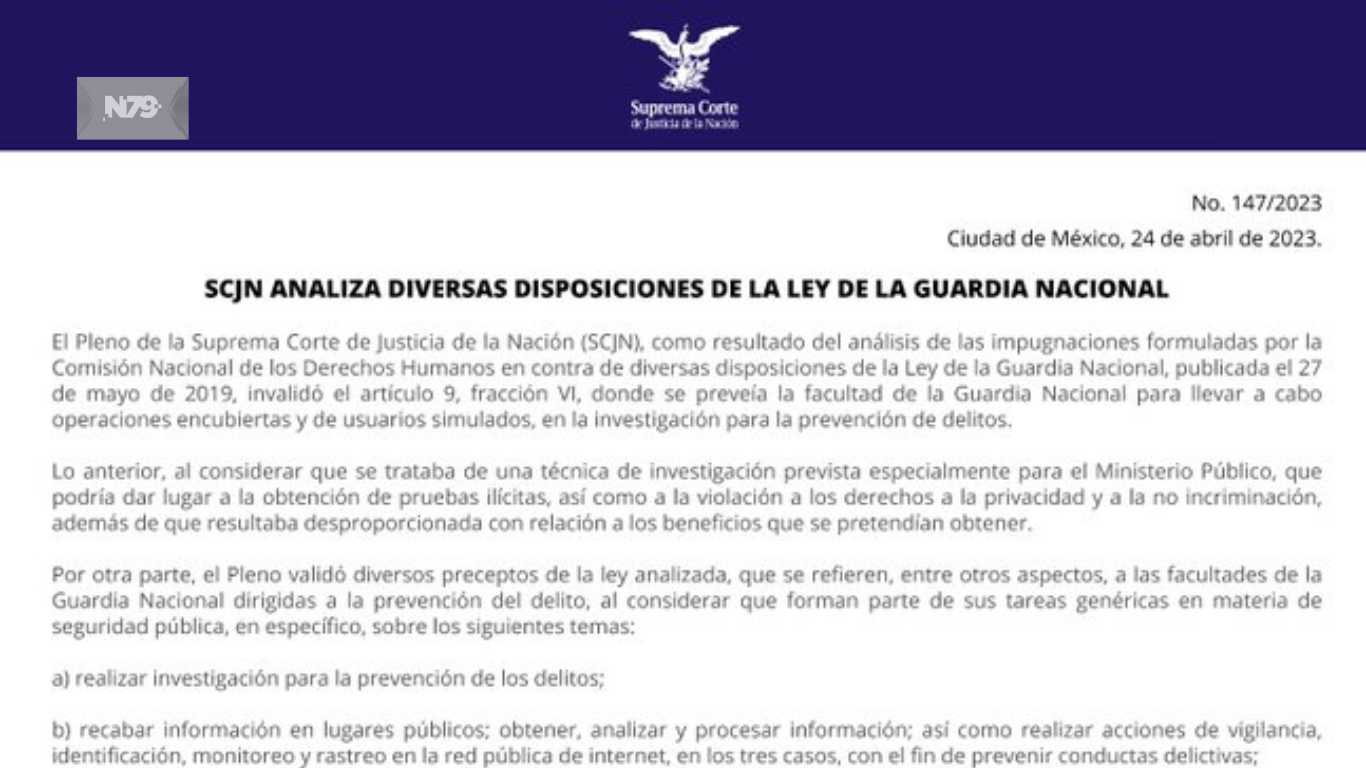 SCJN analiza diversas disposiciones de la Ley de la Guardia Nacional
