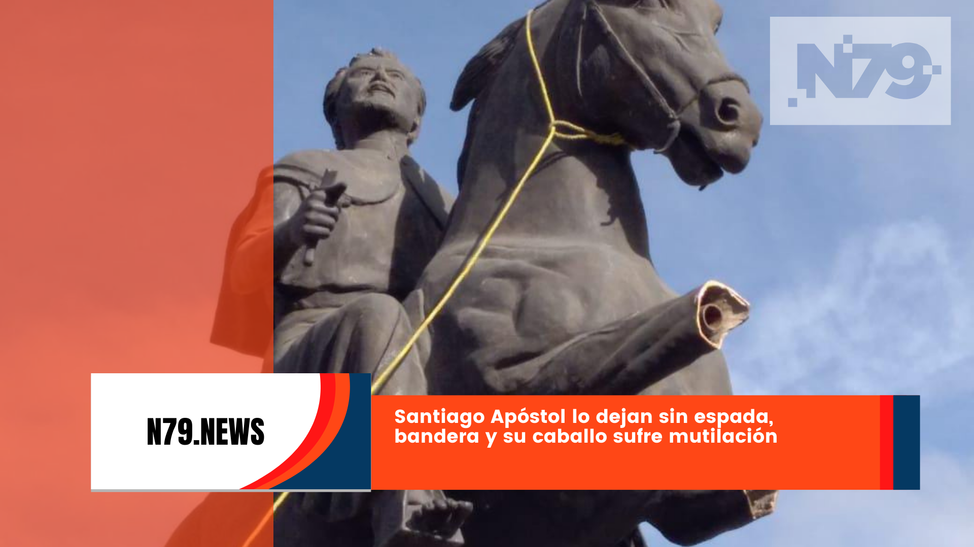Santiago Apóstol lo dejan sin espada, bandera y su caballo sufre mutilación