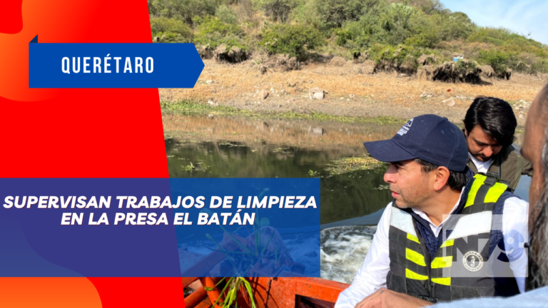 Supervisan trabajos de limpieza en la presa El Batán