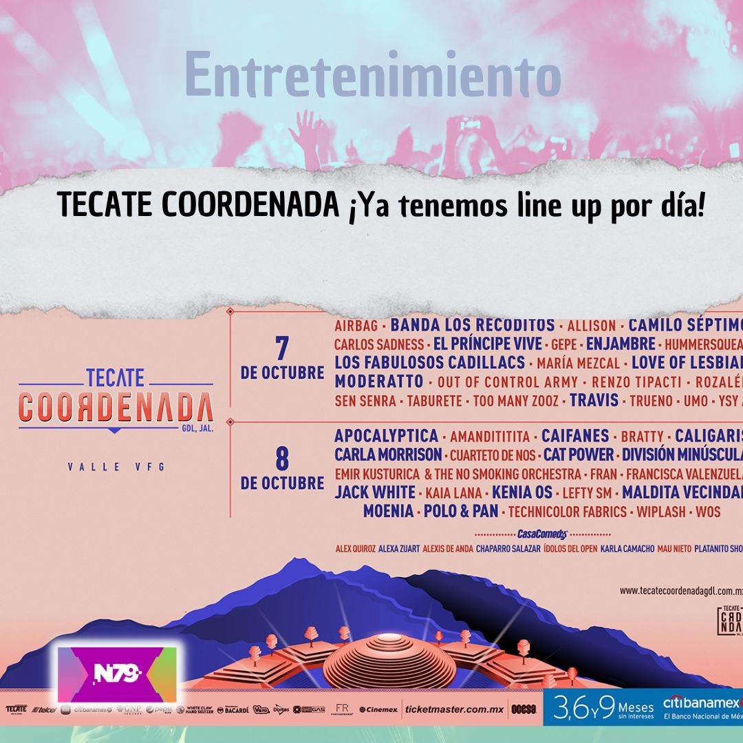TECATE COORDENADA ¡Ya tenemos line up por día!