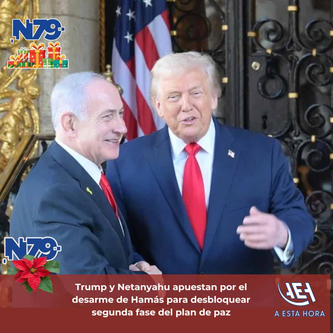 Trump y Netanyahu apuestan por el desarme de Hamás para desbloquear segunda fase del plan de paz