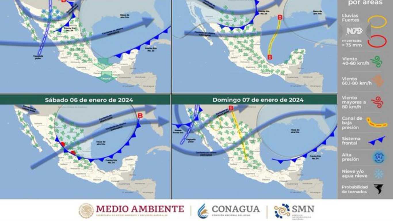 Un nuevo frente frío No. 24 ingresará en Baja California,
